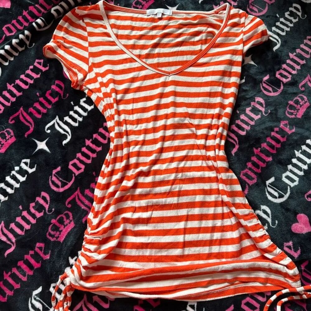 Y2K Charlotte Russe orange and white striped tee